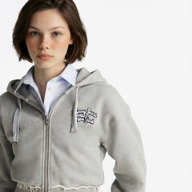  Tommy Jeans Prep Varsity Zip-Thru Kadın Gri Sweatshirt