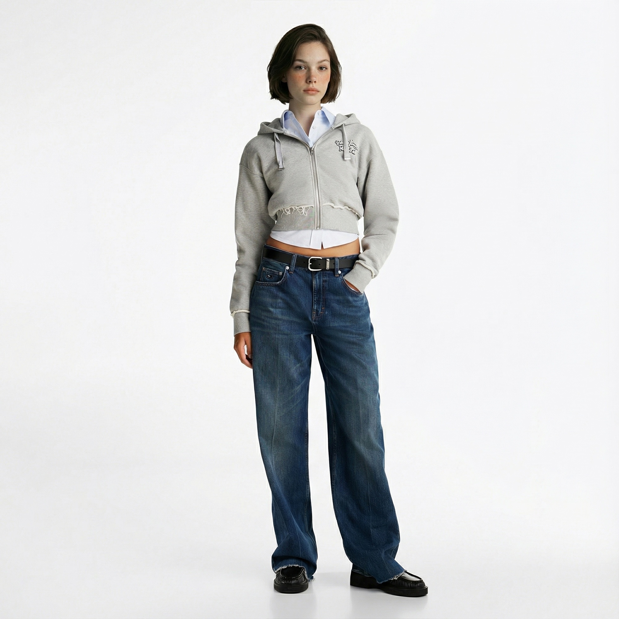 Tommy Jeans Prep Varsity Zip-Thru Kadın Gri Sweatshirt