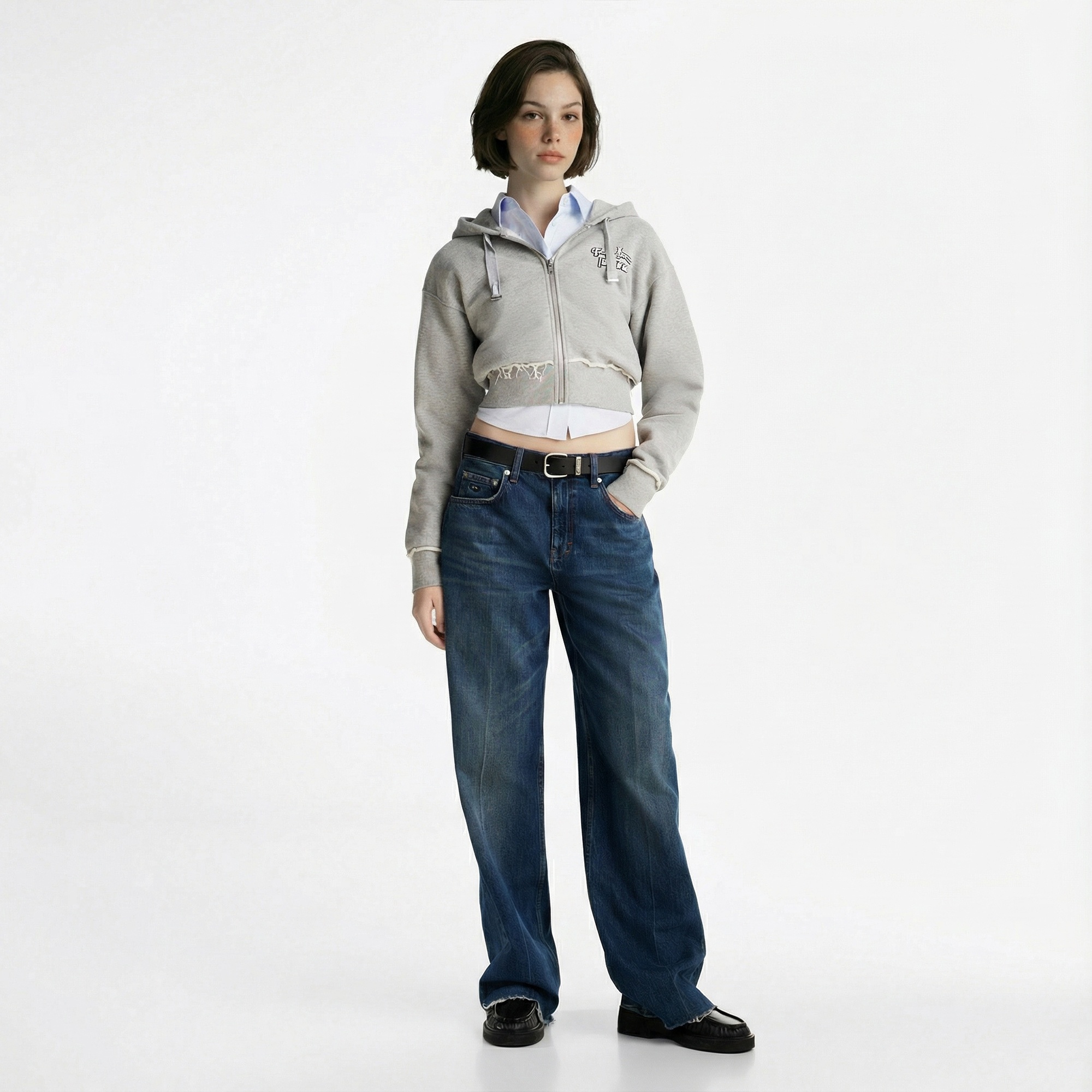 Tommy Jeans Prep Varsity Zip-Thru Kadın Gri Sweatshirt