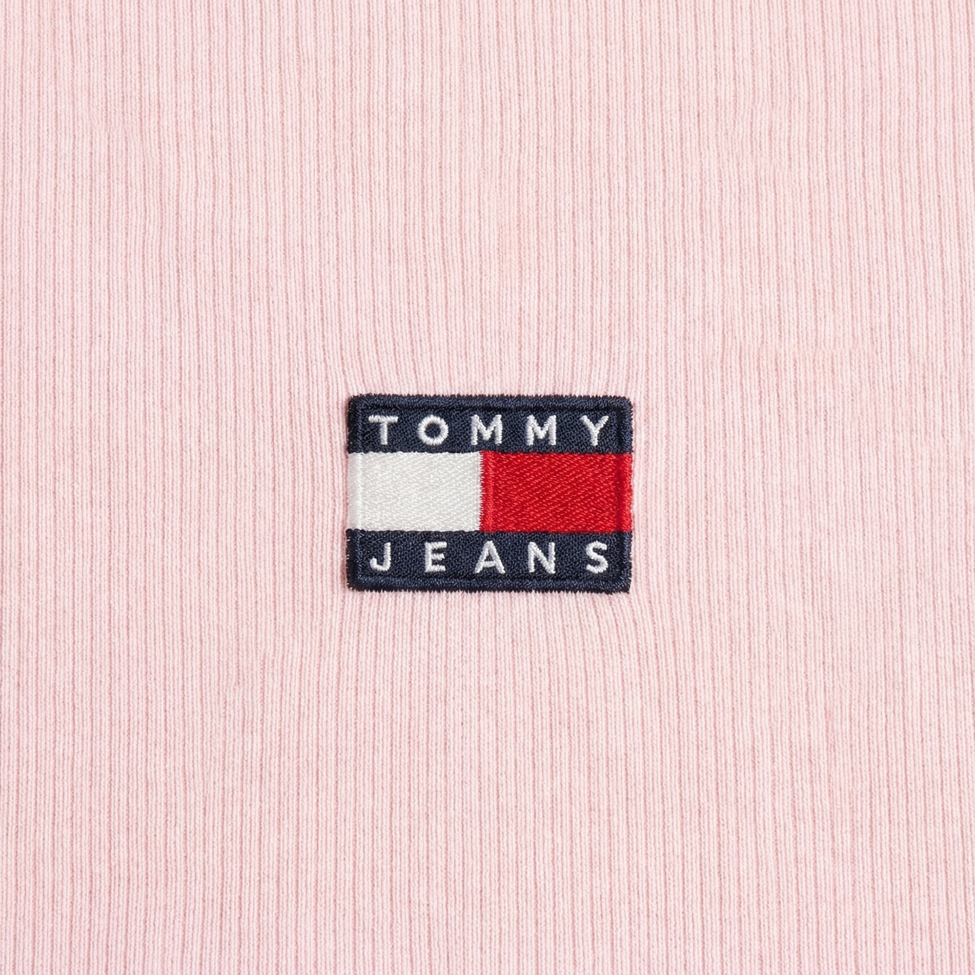 Tommy Jeans Slim Badge Rib Kadın Pembe T-Shirt