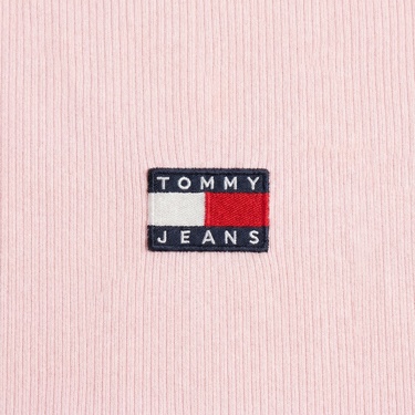  Tommy Jeans Slim Badge Rib Kadın Pembe T-Shirt