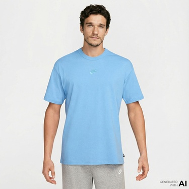  Nike Sportswear Premium Essentials Erkek Mavi T-Shirt