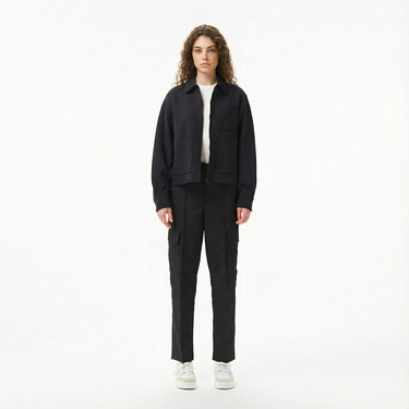  Lacoste Kadın Relaxed Fit Kapüşonlu Beyaz Ceket