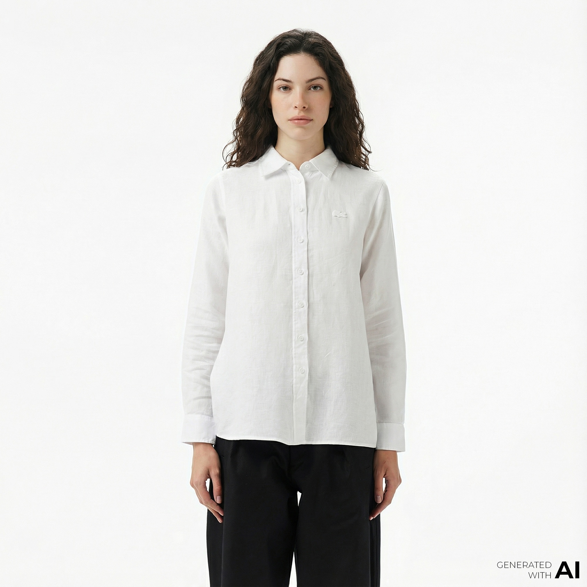 Lacoste Kadın Relaxed Fit Beyaz Gömlek