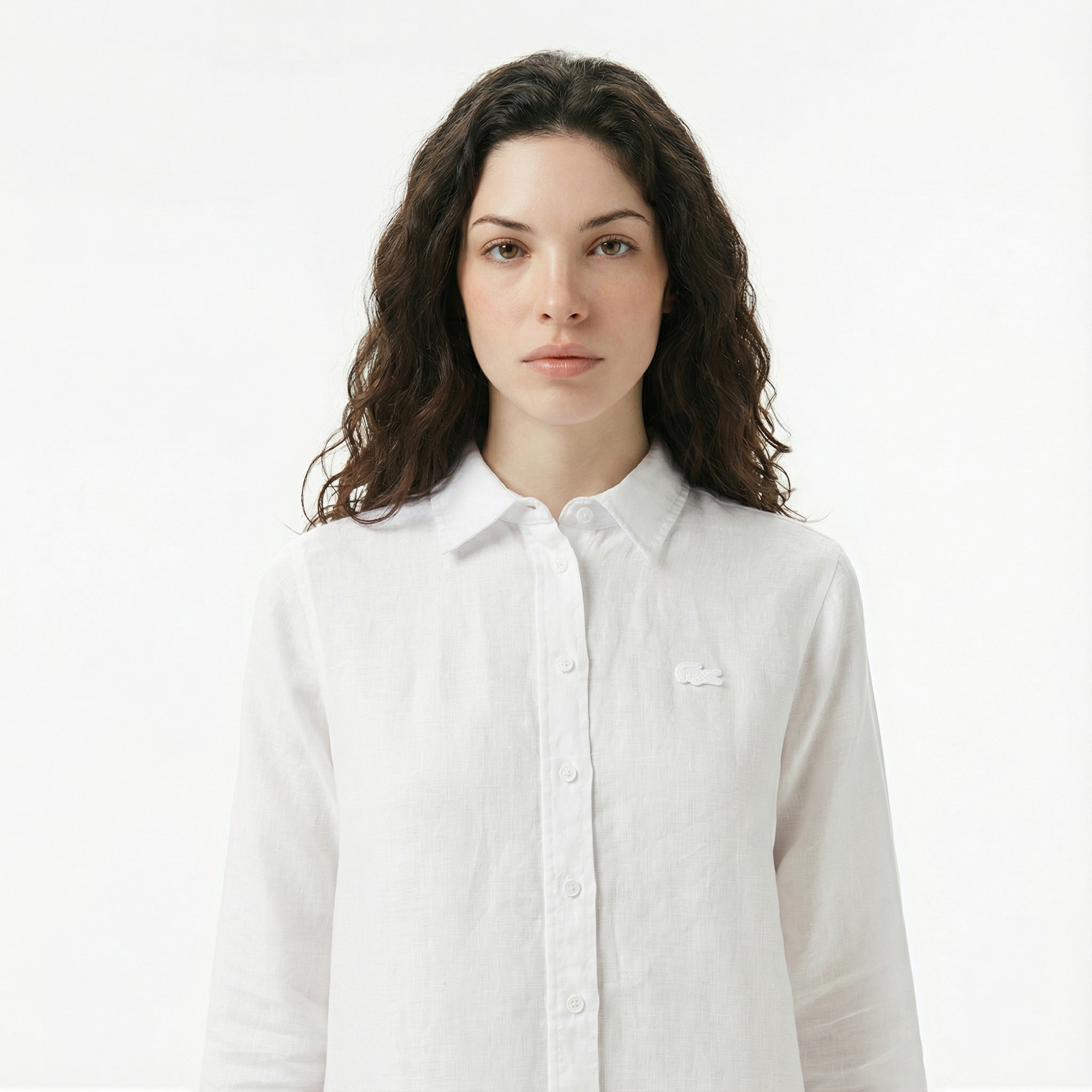  Lacoste Kadın Relaxed Fit Beyaz Gömlek