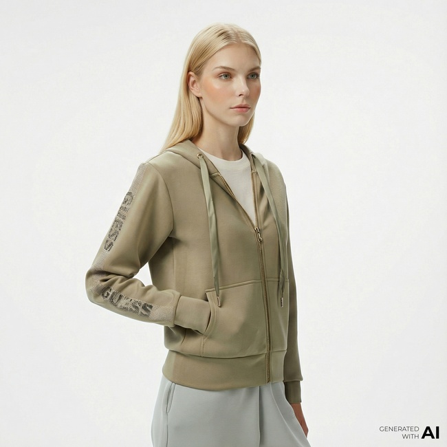  Guess Kadın Haki Hoodie