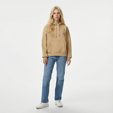  Guess American Traditional Kadın Bej Hoodie
