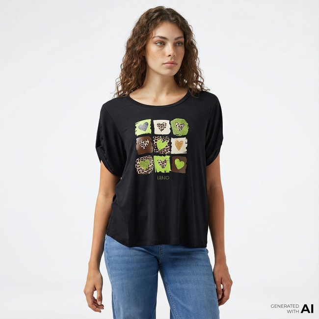  Liu Jo Kadın Siyah T-Shirt