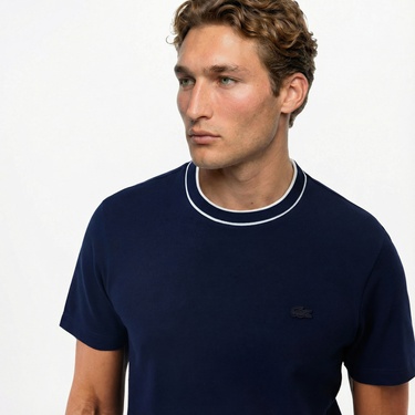  Lacoste Erkek Regular Fit Bisiklet Yaka Lacivert T-Shirt