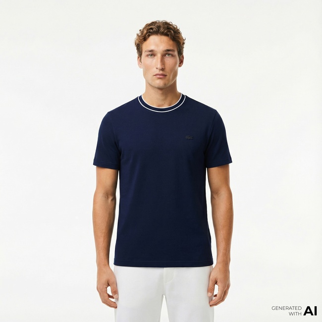  Lacoste Erkek Regular Fit Bisiklet Yaka Lacivert T-Shirt