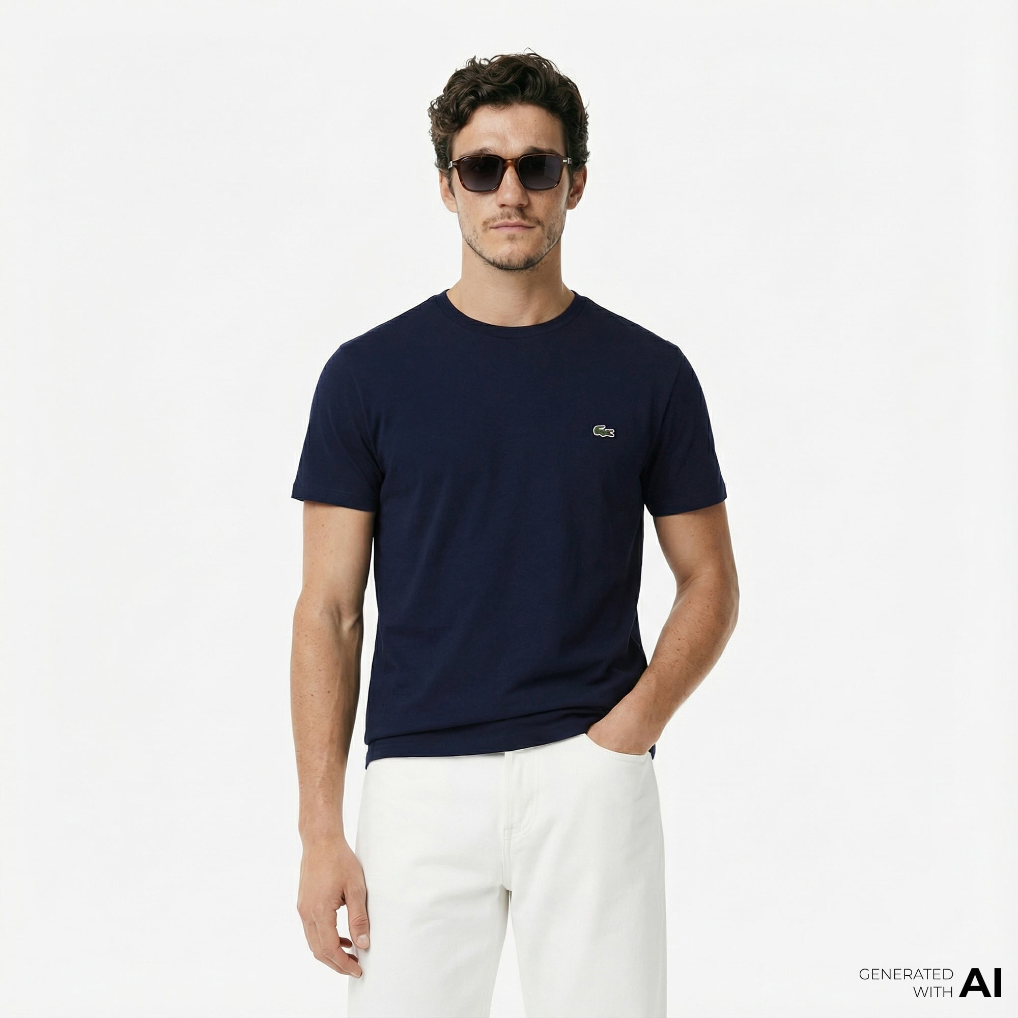 Lacoste Erkek Regular Fit Bisiklet Yaka Lacivert T-Shirt
