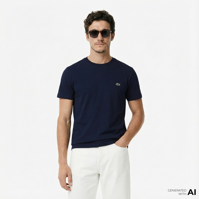  Lacoste Erkek Regular Fit Bisiklet Yaka Lacivert T-Shirt