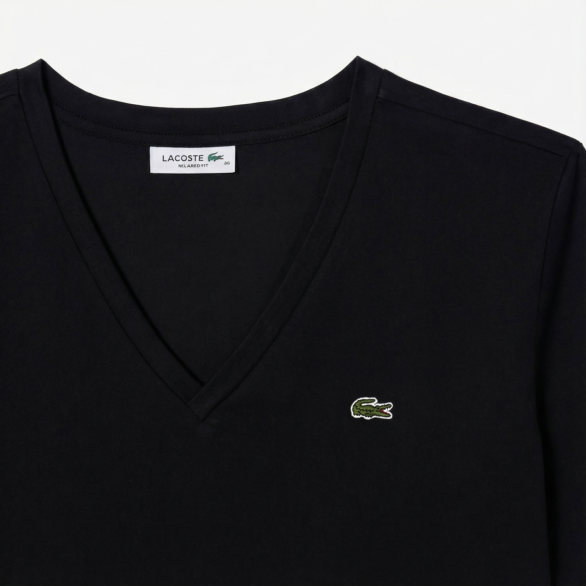 Lacoste Kadın Relaxed Fit V Yaka Siyah T-Shirt