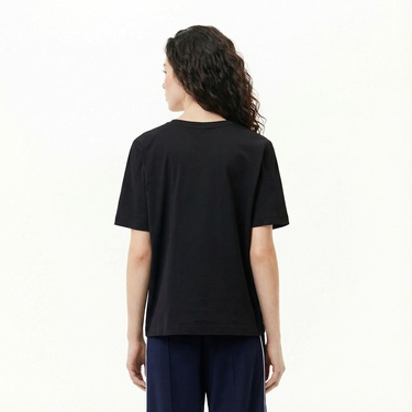  Lacoste Kadın Relaxed Fit V Yaka Siyah T-Shirt