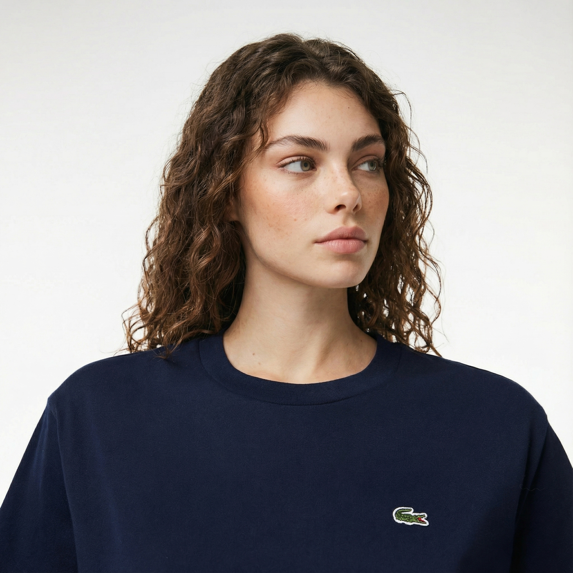  Lacoste Kadın Relaxed Fit Bisiklet Yaka Lacivert T-Shirt