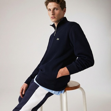  Lacoste Erkek Classic Fit Yarım Fermuarlı Lacivert Sweatshirt