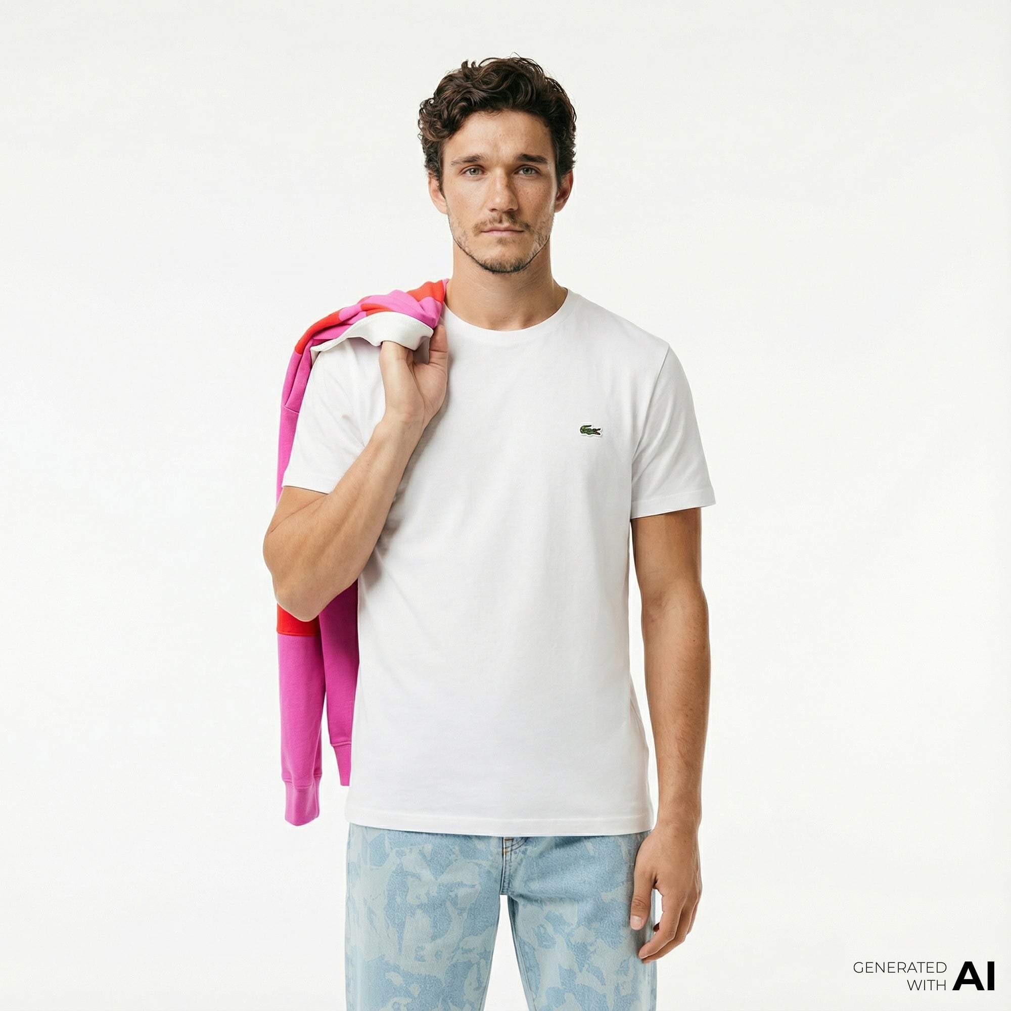 Lacoste Erkek Regular Fit Bisiklet Yaka Beyaz T-Shirt