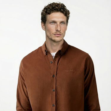  Nautica Erkek Kahverengi Classic Fit Gömlek