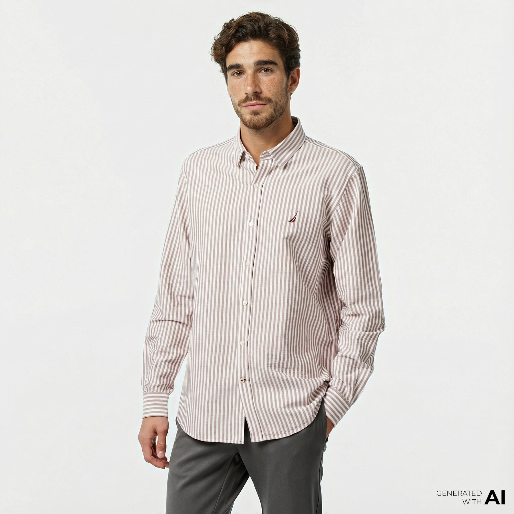  Nautica Erkek Bordo Classic Fit Gömlek