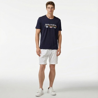  Nautica Erkek Lacivert Standart Fit Kısa Kollu Baskılı T-Shirt