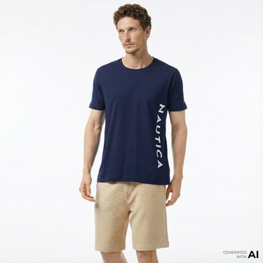  Nautica Erkek Lacivert Standart Fit T-Shirt