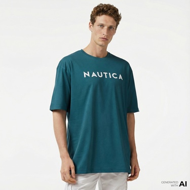  Nautica Erkek Yeşil Oversize T-Shirt