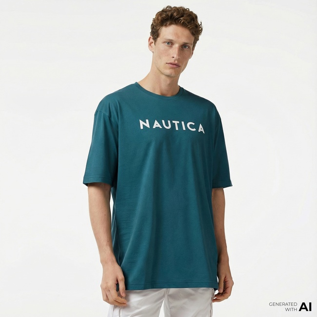  Nautica Erkek Yeşil Oversize T-Shirt