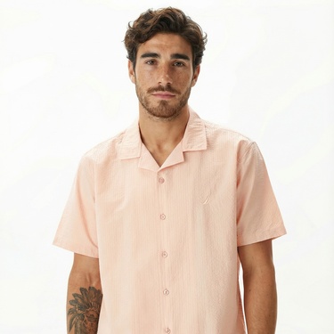  Nautica Erkek Turuncu Classic Fit Kısa Kollu Gömlek