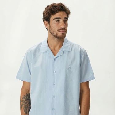  Nautica Erkek Mavi Classic Fit Kısa Kollu Gömlek