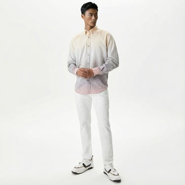  Nautica Erkek Bej Classic Fit Uzun Kollu Renk Bloklu Gömlek