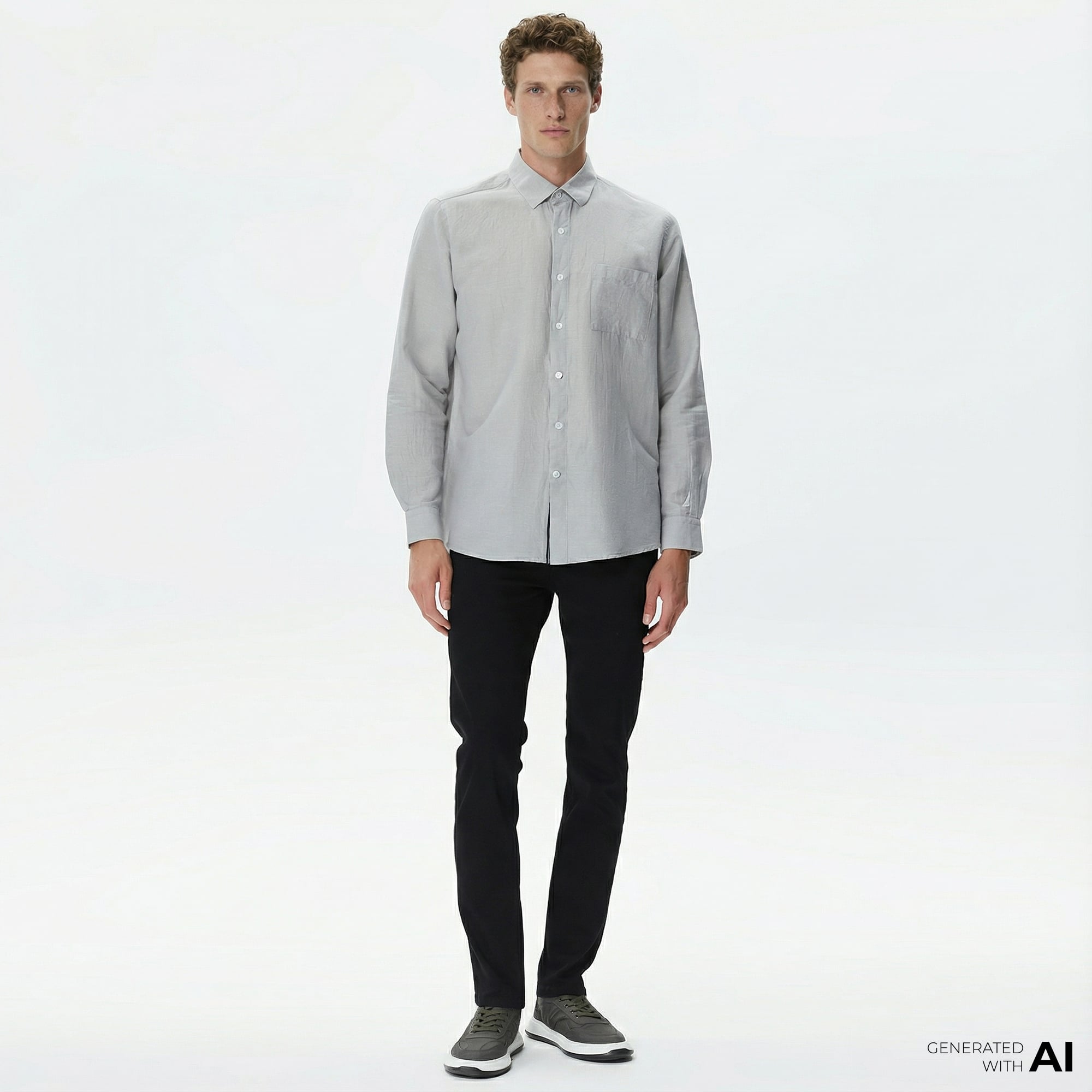  Nautica Erkek Gri Classic Fit Gömlek