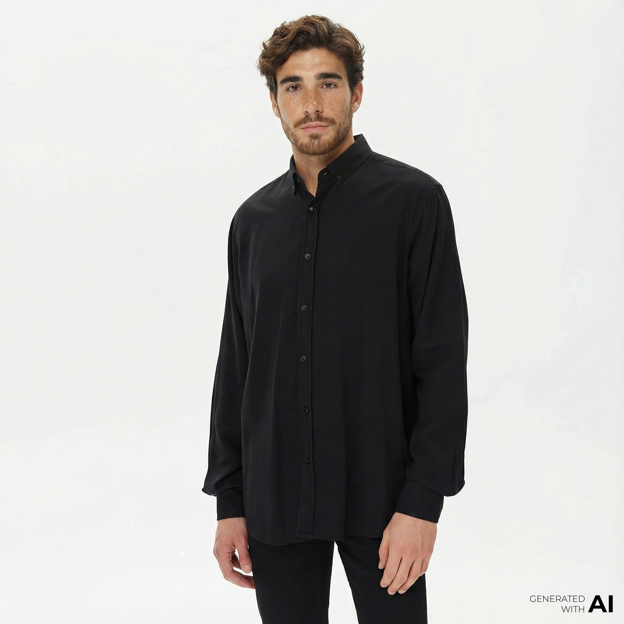  Nautica Erkek Siyah Classic Fit Gömlek