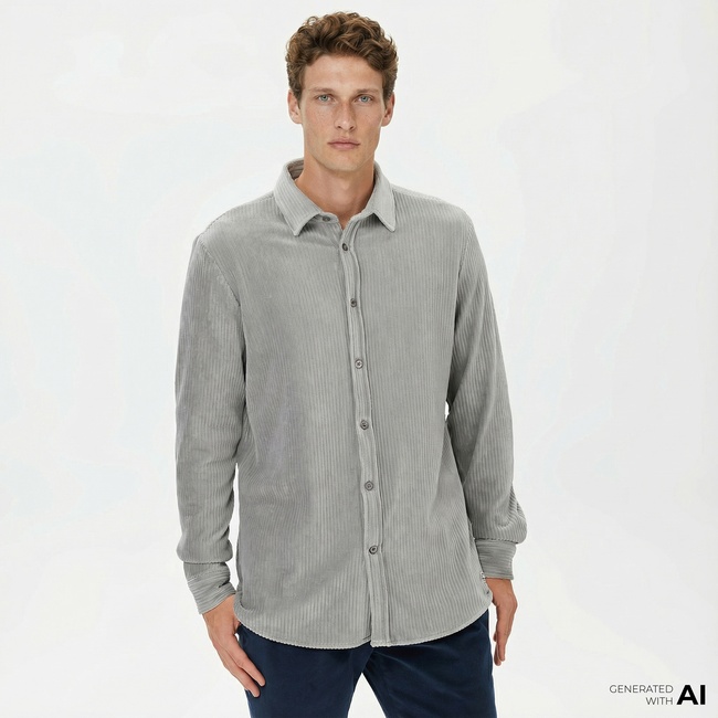  Nautica Erkek Gri Slim Fit Gömlek