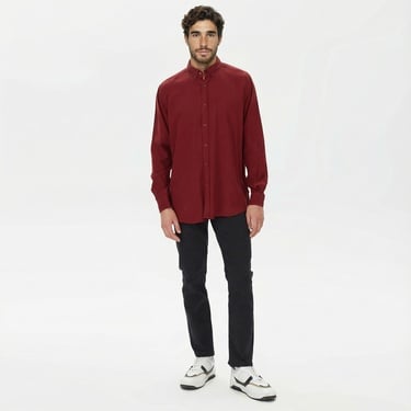  Nautica Erkek Bordo Classic Fit Gömlek
