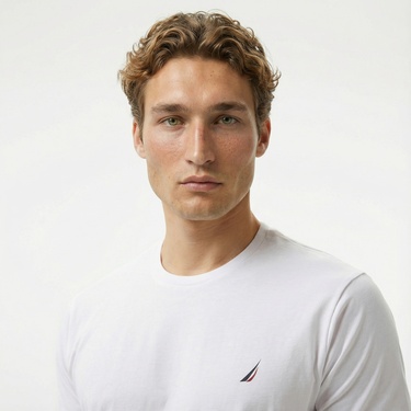  Nautica Erkek Beyaz Standart Fit T-Shirt