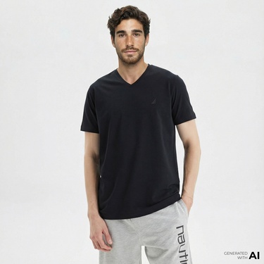  Nautica Erkek Siyah Standart Fit T-Shirt