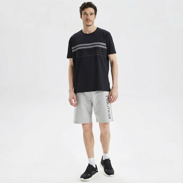  Nautica Erkek Siyah Standart Fit Çizgili T-Shirt