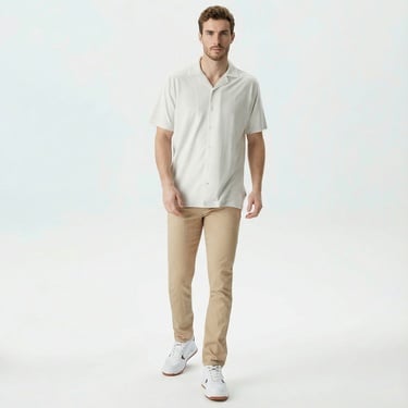  Nautica Erkek Gri Classic Fit Kısa Kollu Gömlek