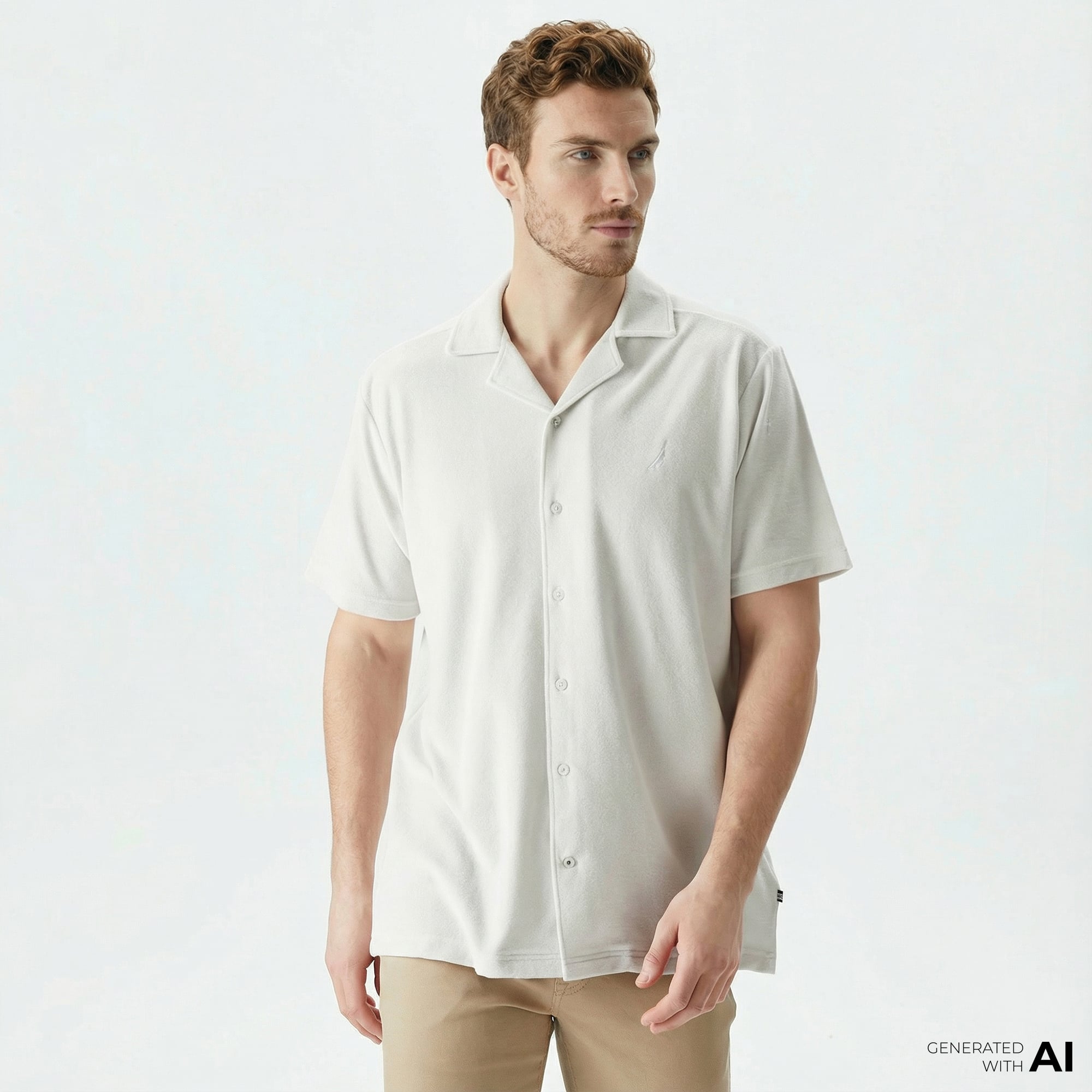  Nautica Erkek Gri Classic Fit Kısa Kollu Gömlek