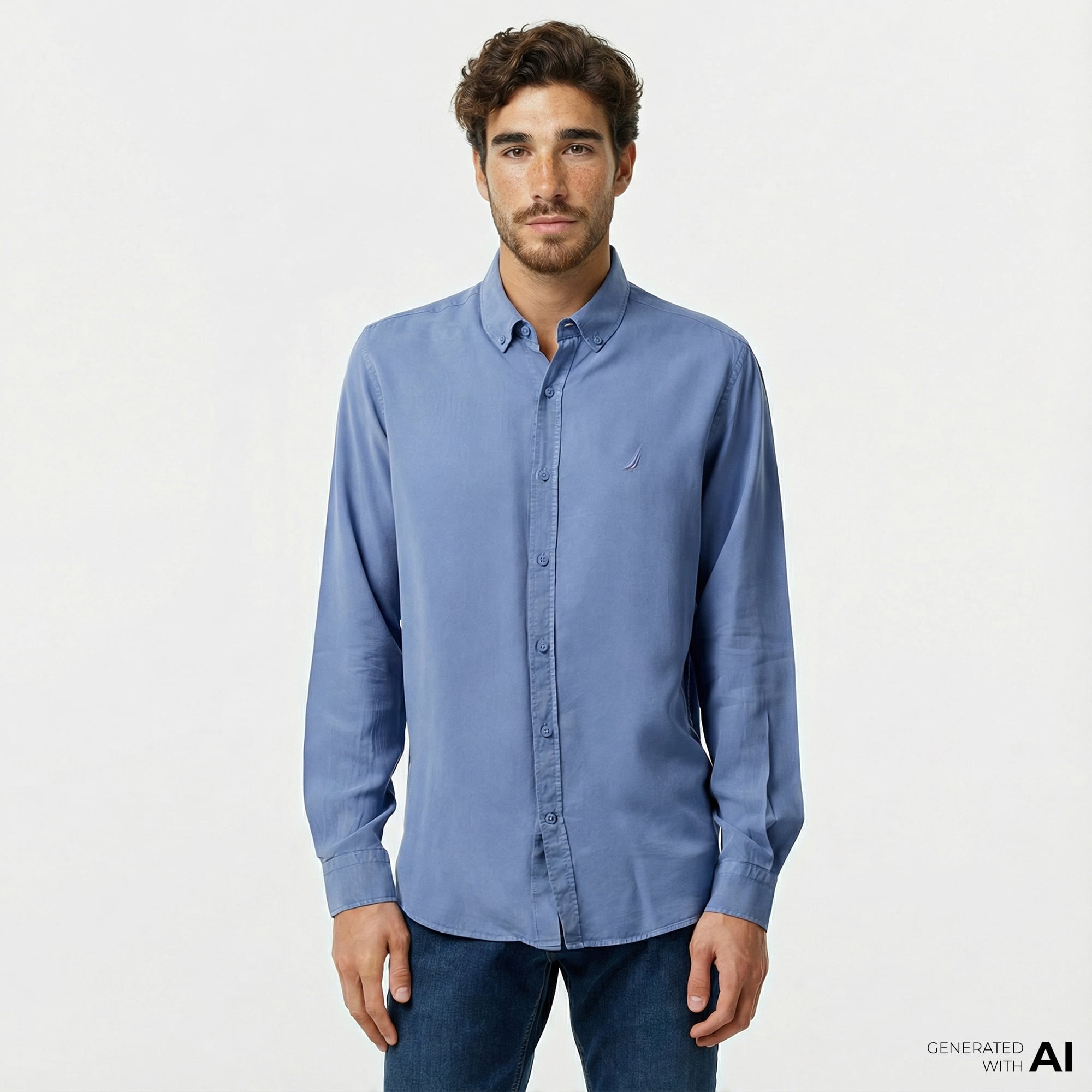  Nautica Erkek Mavi Classic Fit Gömlek