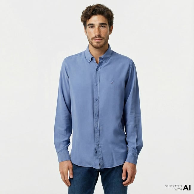  Nautica Erkek Mavi Classic Fit Gömlek