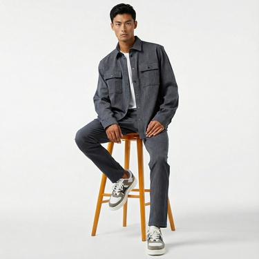  Nautica Erkek Gri Regular Fit Gömlek