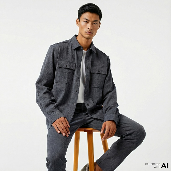  Nautica Erkek Gri Regular Fit Gömlek