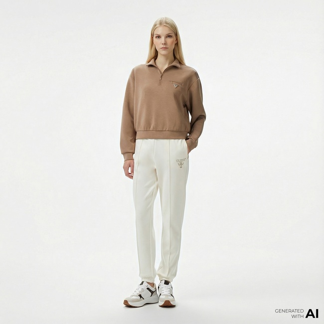  Guess Roberta Fleece Kadın Beyaz Eşofman Altı