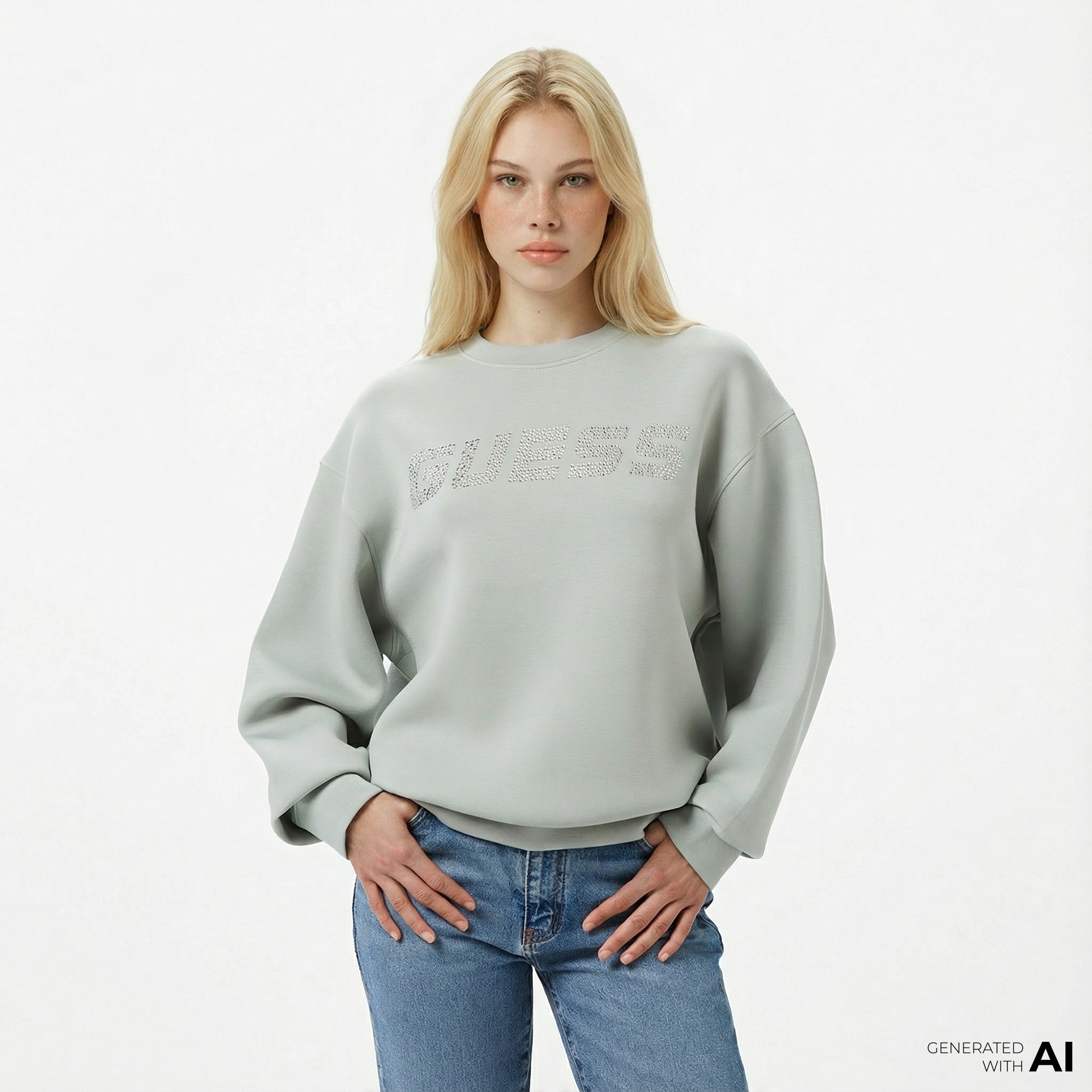 Guess Cecilia Scuba Kadın Yeşil Sweatshirt