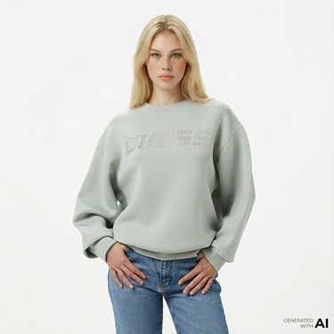  Guess Cecilia Scuba Kadın Yeşil Sweatshirt