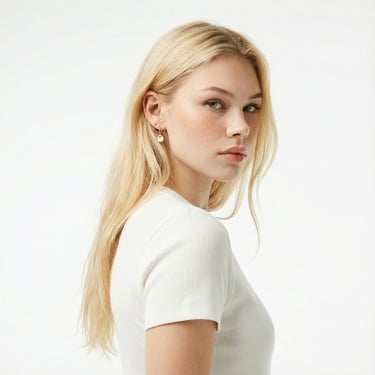  Lacoste Kadın Slim Fit Bisiklet Yaka Beyaz T-Shirt