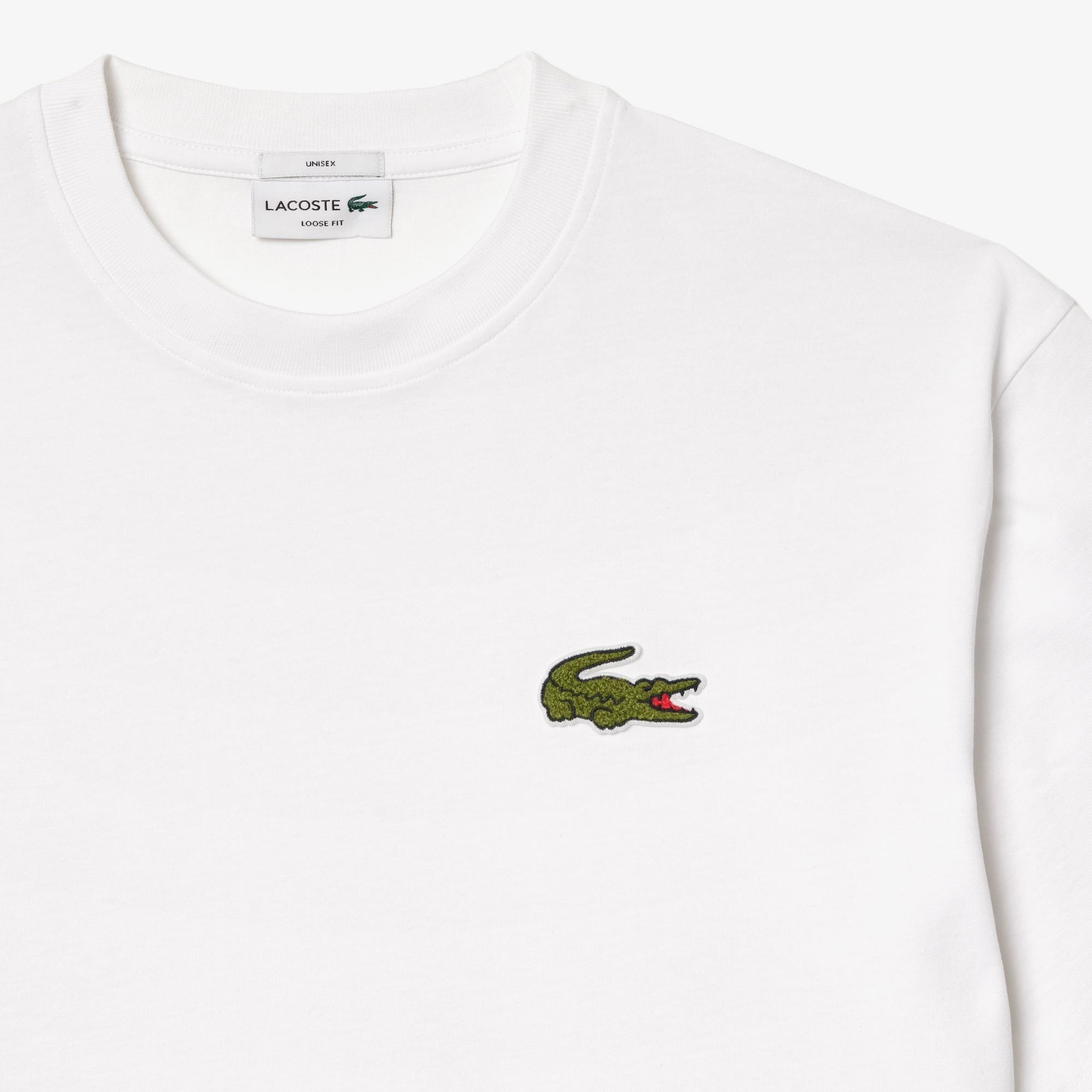 Lacoste Unisex Loose Fit Bisiklet Yaka Beyaz T-Shirt