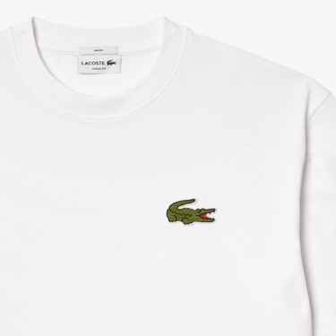  Lacoste Unisex Loose Fit Bisiklet Yaka Beyaz T-Shirt