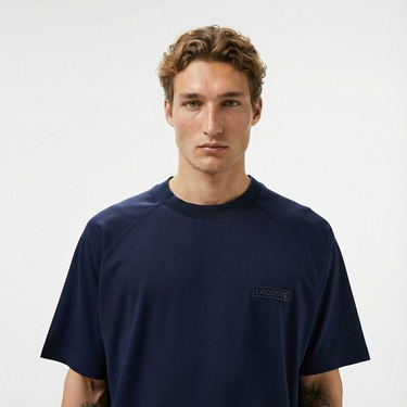 Lacoste Erkek Oversize Fit Bisiklet Yaka Lacivert T-Shirt